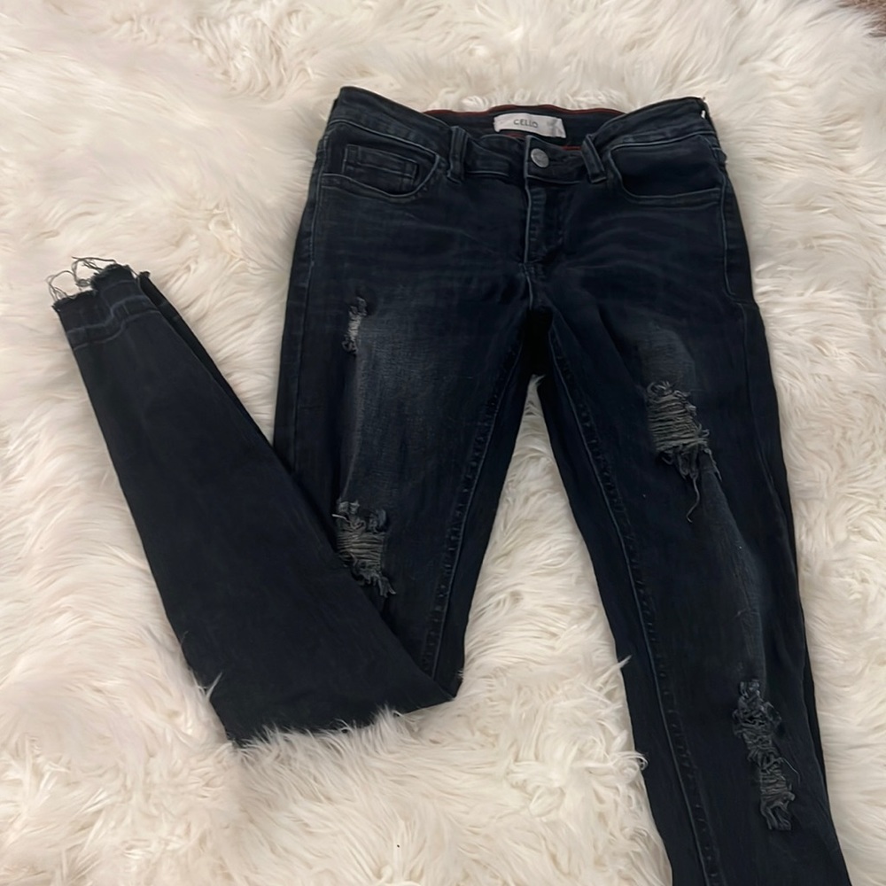 Dark stretchy denim